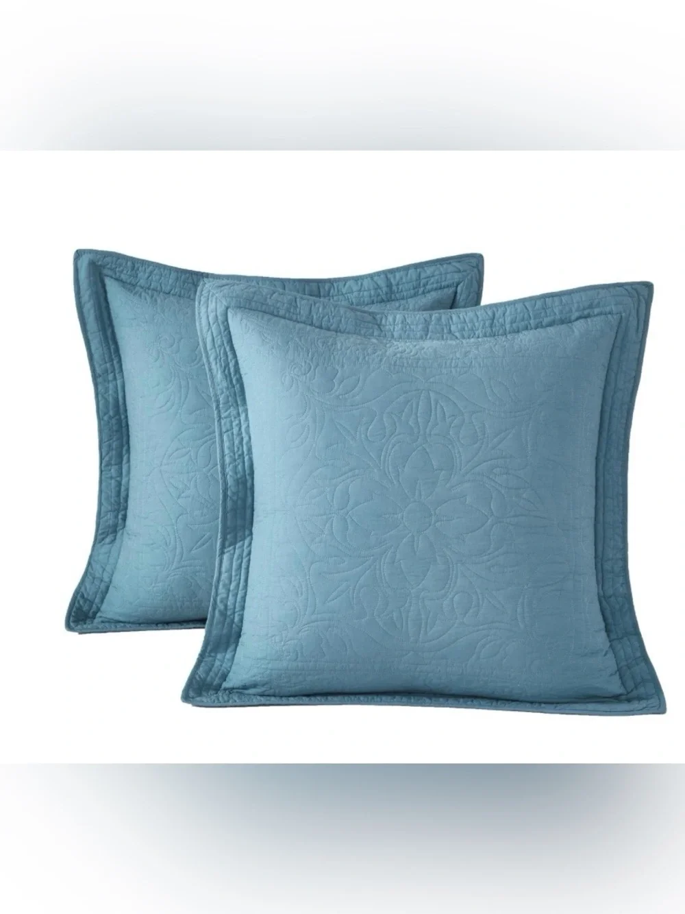 Euro Shams BEDDING 100% Cotton SQUARE 26x26” - MINERAL BLUE